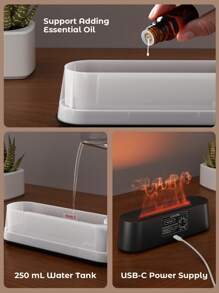 Teckwe LED 7-Color Flame Diffuser Humidifier, USB Powered With Remote Control And Timer Function. Auto Shut-Off When Waterless. Suitable For Bedroom, Office, Yoga Room, Etc.