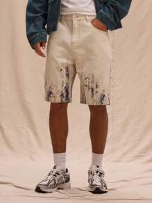 Musero Longline Light Acid Wash Denim Skater Shorts Spring Summer Streetstyle Easter Vacation - White - View 2