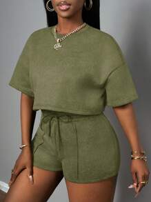 Slaydiva Women Two Pieces Outfits For Daily Wear Green - Army Green - View 6