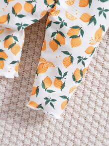 SHEIN 4 Stücke Set Neugeborenes Baby Mädchen Blümchen Gestricktes Langarm-Top & Hose mit Gummibund, geeignet für Herbst/Winter