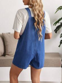 EMERY ROSE Combinaison en jean sans manches casual avec poche pour femmes, couleur unie