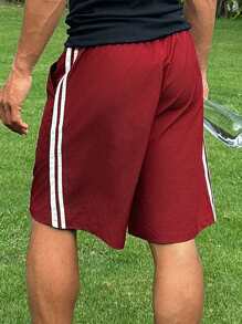 DAZY Men's Summer Striped Accent Line Red Shorts