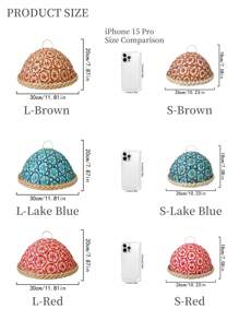 1 pieza Cesta tejida a mano de ratán para frutas/pan talla grande vendida para la celebración del Eid Al-Adha y el Ramadán, con tapa, bandeja de almacenamiento de alimentos transpirable, estilo bohemio para la sala de estar, oficina, comedor, picnic al aire libre, diseño bohemio de lujo y ligero.