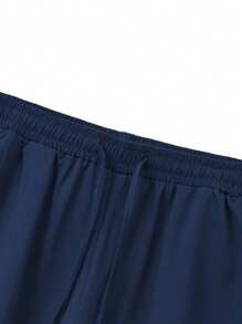 Manfinity RSRT Men's Solid Color Drawstring Waist Fashionable Jogger Pants Sweatpants Baggy - Navy Blue - View 4