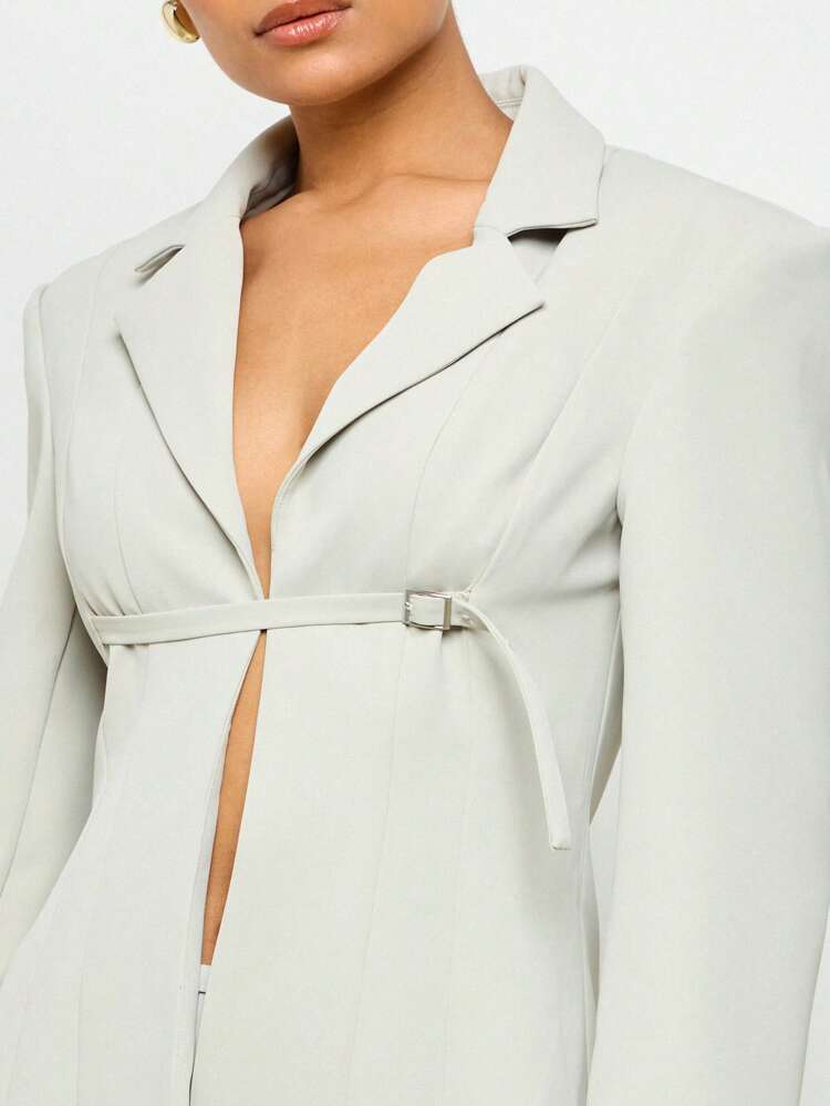 Fitted Blazer With Dainty Buckle Detail