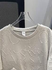 SHEIN Leap Crew 2 Pcs/Set Tween Boy Casual Vacation Versatile Loose Fit Round Neck Short Sleeve T-Shirt And Shorts Knit Outfit - Khaki - View 5