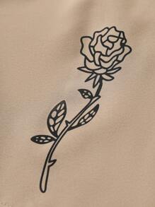 Manfinity Homme Men's Flower & Letter Graphic Short Sleeve Shirt Set - Khaki - View 7