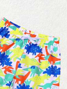 Young Boy Shark Print Swim Trunks/Beach Shorts - Multicolor - View 4
