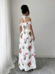 SHEIN Unity Abito da donna con spalle scoperte e collo a canottiera, alla moda per l'estate - Bianco - Visualizzare 2