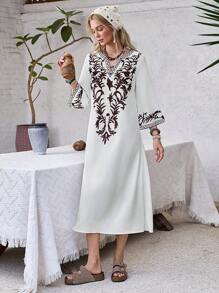 LanaWest 女士简约时尚中长连衣裙，适合夏季 - 米色 - 查看 5