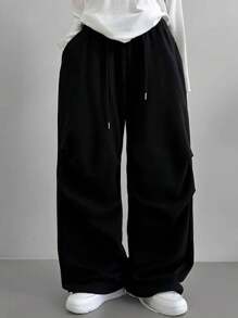 DAZY 女士宽松休闲街头运动裤 女士慢跑裤 - 黑色 - 查看 2