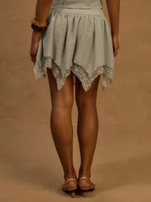 MUSERA Low Rise Sequin Layered Chiffon Mini Skirt Ibiza, Holiday, , Summer, Vacation, Beach White Isle Elegant Party - Green - View 4