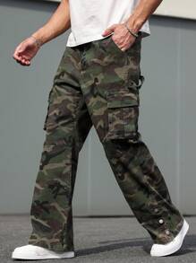Manfinity EMRG 大码男式迷彩印花工装口袋休闲百搭牛仔裤