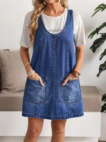 EMERY ROSE Women's Casual Denim Dress, Simple & Fashionable, Suitable For Summer
