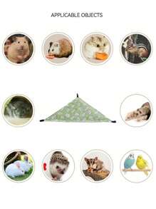 1pc Cartoon Printed Double-Sided Triangle Hammock For Cool Breathable Ice-Silk Squirrel Hanging Bed Pad, Suitable For Sugar Glider, Flying Squirrel, Hamster, Guinea Pig And Other Small Animals, All Seasons - Multicolor - View 5
