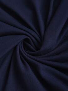 Sweetra Navy Slim Fit Ruched Lace Patchwork Cap Sleeve T-Shirt