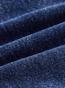 SHEIN ICON Y2K Style Blue Elastic Cropped Denim Halter Backless Camisole Top - Dark Wash - View 4