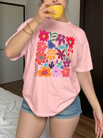 INAWLY Camiseta de manga corta de cuello redondo talla grande, de moda para el verano