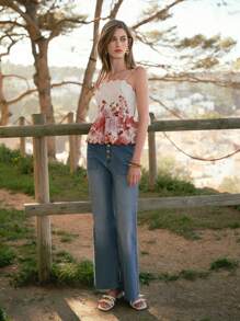 MOTF PREMIUM LINEN FLORAL PRINT CAMI TOP - Multicolor - View 7