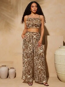 Vixey Tropical Print Self Tie Back Cami Strap Crop Top, ținute de vară pentru femei, haine de vară pentru femei, topuri drăguțe de vară, ținute de brunch pentru femei, ținute de plajă pentru femei, ținute de vacanță la plajă