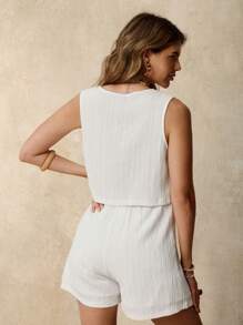 SHEIN Maternity Two Pieces Suits Boho Maternity Shorts Women Summer Clothing Women's Summer Outfits Maternity Shorts - White - View 2