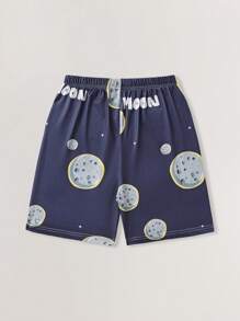 Tween Boys' Letter Print Short Sleeve Top And Shorts Pajama Set