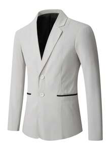 Manfinity Homme Men's Solid Color Lapel Neck Long Sleeve Casual Versatile Suit Jacket Blazer Men Casual