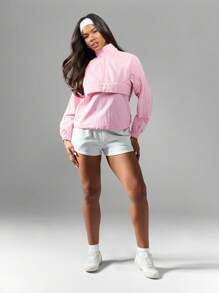 Missguided x Playboy Half Zip Athletic Windbreaker Active Sport Performance Track Jacket Lightweight Running Training Workout Casual Streetwear Spring Fall Outerwear