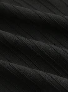 SHEIN MOD 大码休闲无袖百褶领衬衫 - 黑色 - 查看 4
