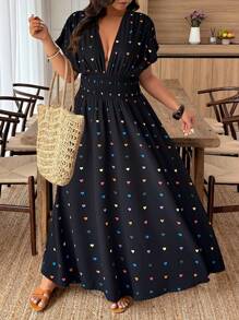 Weeklong Vestido estampado al azar de talla grande, de moda para el verano