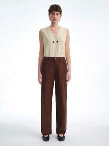 SHEIN Clasi Women's Casual Washed Plain Denim Trousers