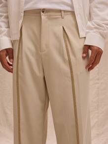Musero Tailored Seam Detail Straight Leg Linen Trousers Spring Summer Streetstyle Holiday Vacation - Apricot - View 5
