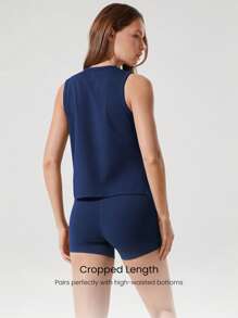 GLOWMODE 比马棉反光开衩背心 健身 夏季 - Dark Blue - 查看 2