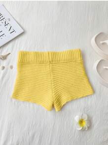 Elamini Pantalones cortos de punto de color rosa con estampado de estrella de mar