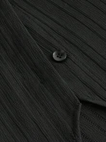 SHEIN MOD 大码休闲无袖百褶领衬衫 - 黑色 - 查看 3