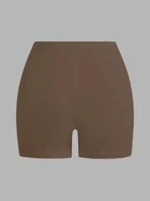 SHEIN EZwear 2 件套黑色和卡其色休闲针织紧身女式短款紧身裤，适合夏季 - 彩色 - 查看 8