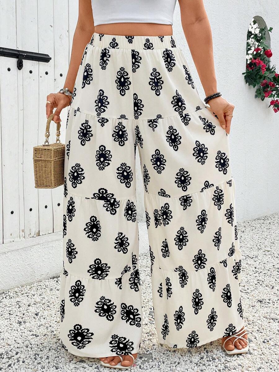 Breezaya Women's Flowy Wide Leg Palazzo Pants, Comfortable Summer Resort Fall Cloth For Women - Beige - View 1