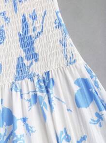 Sweetra Women's New Floral Print A-Line Dress, Elegant Sleeveless Neck Tie Waist Flared Hem Dress For Spring/Summer, Suitable For Party, Vacation, Brunch, New Year's Eve, Valentine's Day, Holiday - Multicolor - View 6