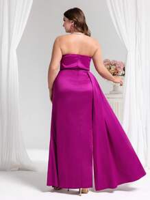 Coutiva Plus Size Sexy Elegant Rhinestone Decor Slit Front Strapless Party Dress,Woman Dress Western Dresses For Women Woman Easter Dress Prom Dresses For Woman Women Formal Gowns Woman Formal Plus