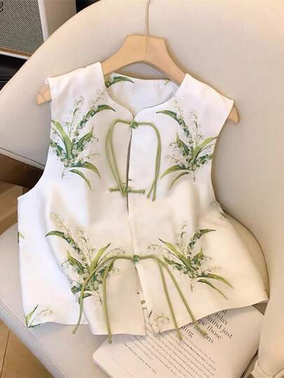 GlowEve Women's Sleeveless Printed Short Top Knit Top