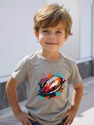 GraphicGems Young Boy Casual Minimalist Lightweight Football Print Short Sleeve T-Shirt, Summer