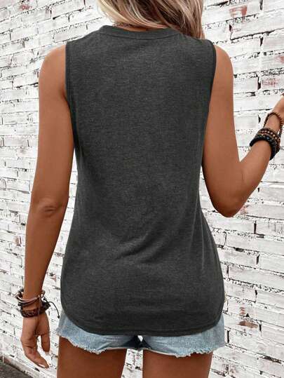 INAWLY Top de tirantes informal de mujer con cuello redondo y estampado floral, verano