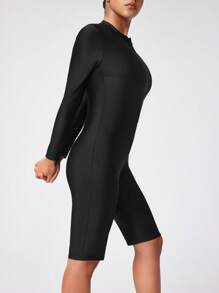 Swim Nautrix 女士纯色长袖防晒衣，简约时尚，适合夏季 - 黑色 - 查看 6