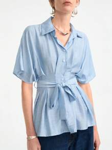Aalyst Camicetta aderente blu nuova collezione primavera/estate 2025 per donna