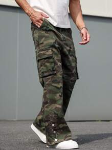 Manfinity EMRG 大码男式迷彩印花工装口袋休闲百搭牛仔裤