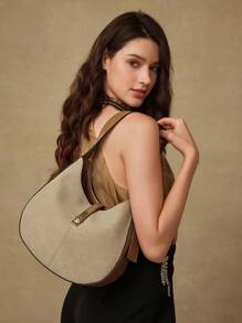 MOTF PREMIUM PU LEATHER TURNLOCK SHOULDER BAG - Khaki - View 5