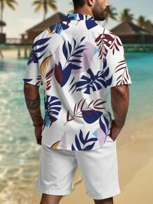 Manfinity RSRT Men's Tropical Plant Printed Shirt And Shorts Set - Multicolor - View 2