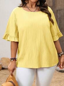 EMERY ROSE 加大码短袖简约时尚休闲日常度假春夏西服女装春夏黄色衬衫