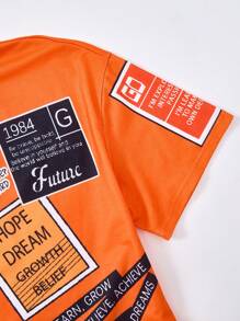 SHEIN 2pcs Kids/Tween Boys' Casual Versatile Comfortable Printed Pattern Round Neck Loose Fit T-Shirt And Shorts Knit Set, Suitable For Commuting, School, Daily Casual, Vacation, Sports, Spring/Summer - Multicolor - View 6