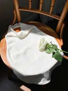 Comfortcana Top a camicia da donna in lino senza schienale, con spalline a spaghetti, ideale per le vacanze estive